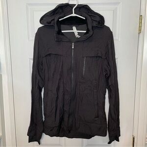 LULULEMON Grey Hooded Zip Up Athleisure Workout jacket small
